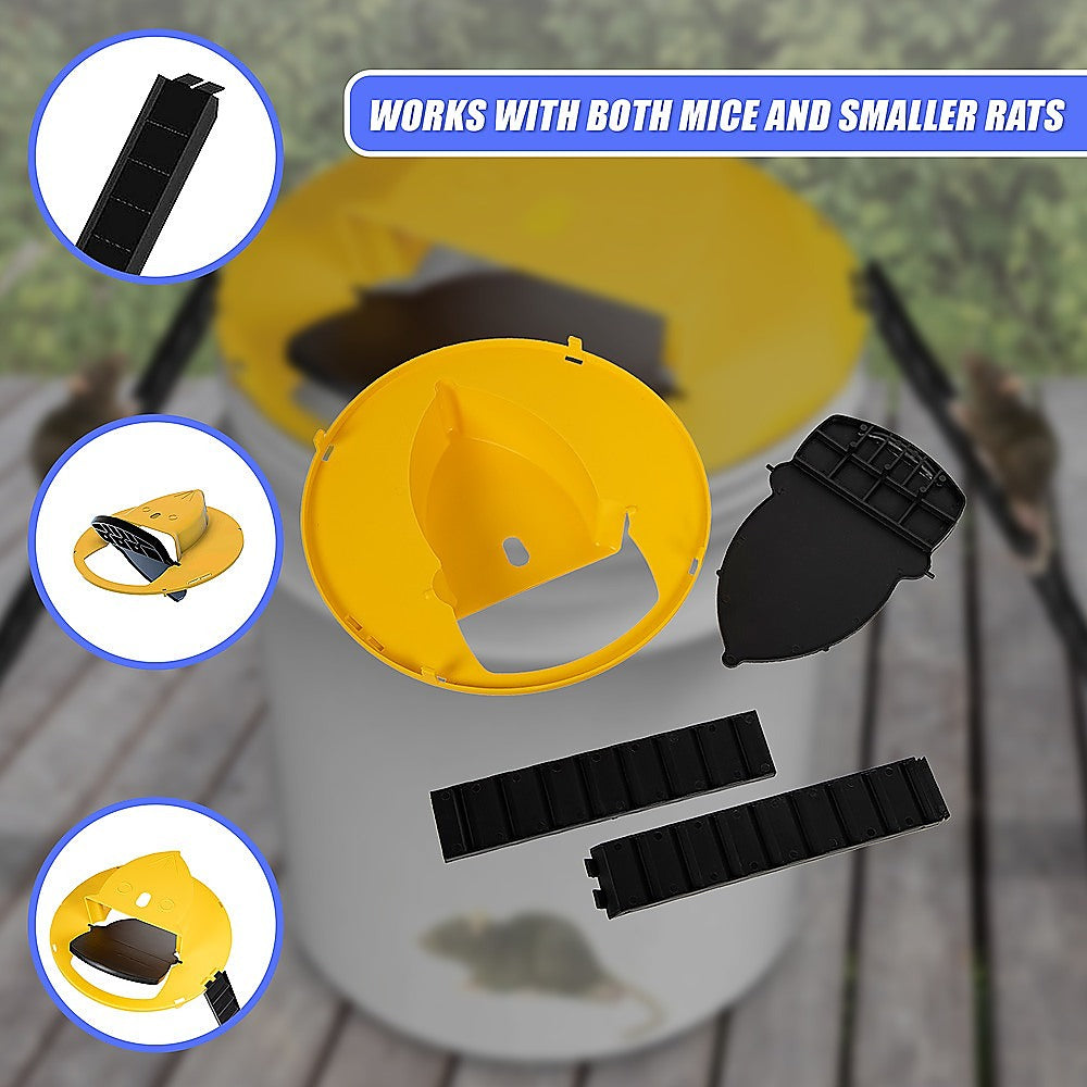2x Flip N Slide Bucket Lid Mouse Rat Trap Automatic Mouse Trap With Ladder Reusable