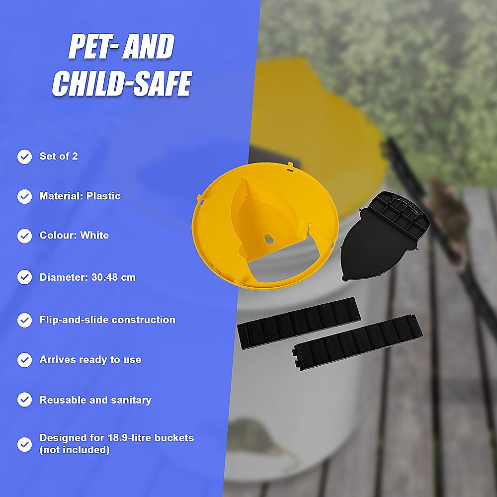 2x Flip N Slide Bucket Lid Mouse Rat Trap Automatic Mouse Trap With Ladder Reusable