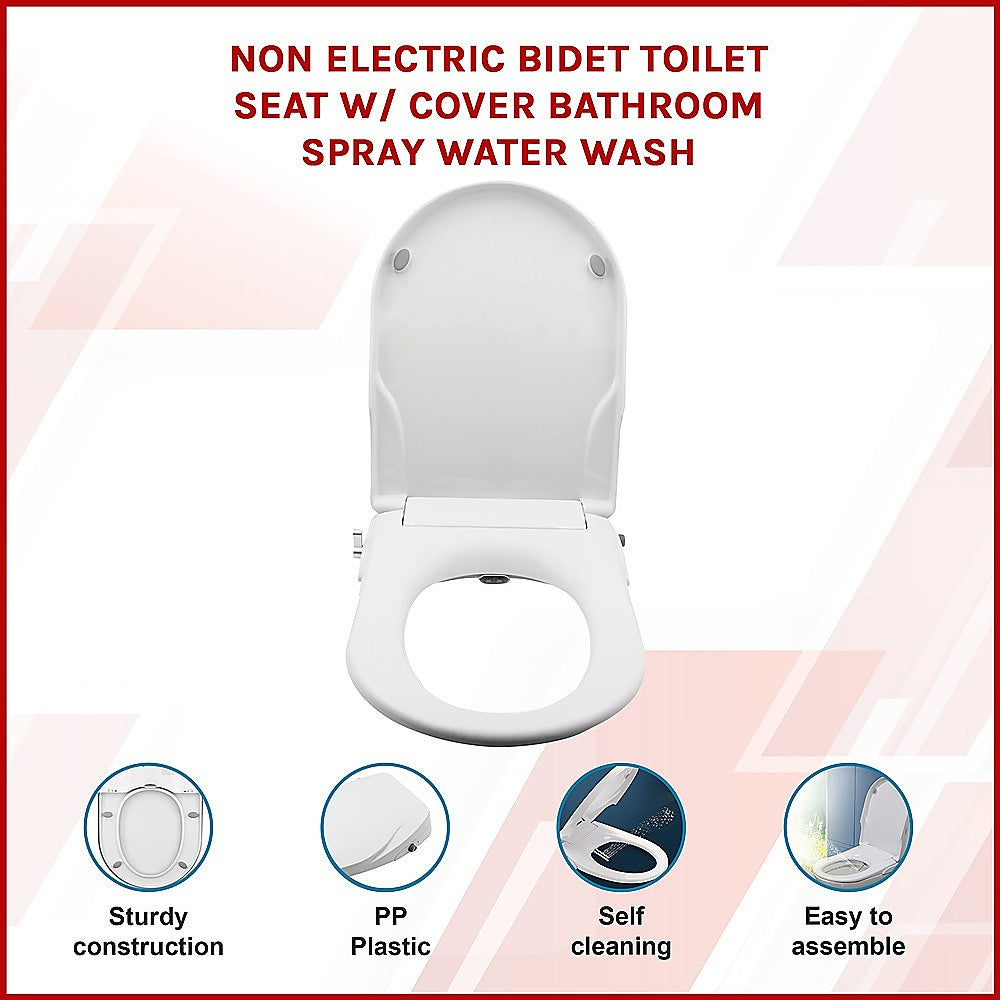 Non Electric Bidet Toilet Seat W/ Cover Bathroom Washlet Spray Water Wash