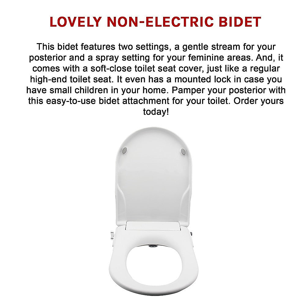Non Electric Bidet Toilet Seat W/ Cover Bathroom Washlet Spray Water Wash