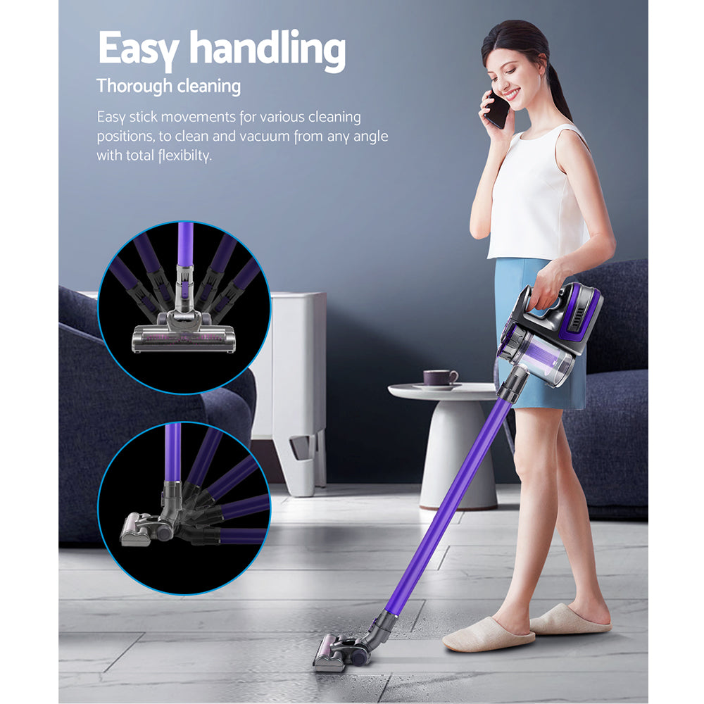 Devanti 150 Cordless Handheld Stick Vacuum Cleaner 2 Speed Purple And Grey