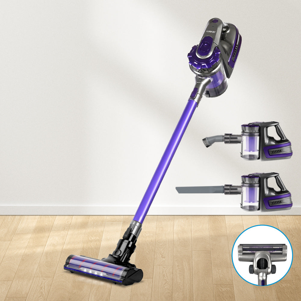Devanti 150W Stick Handstick Handheld Cordless Vacuum Cleaner 2-Speed with Headlight Purple