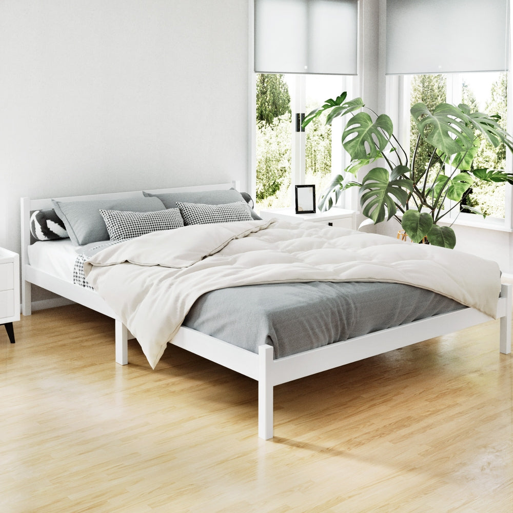 Artiss Wooden Bed Frame Queen Size Pine Wood Timber Mattress Base Bedroom