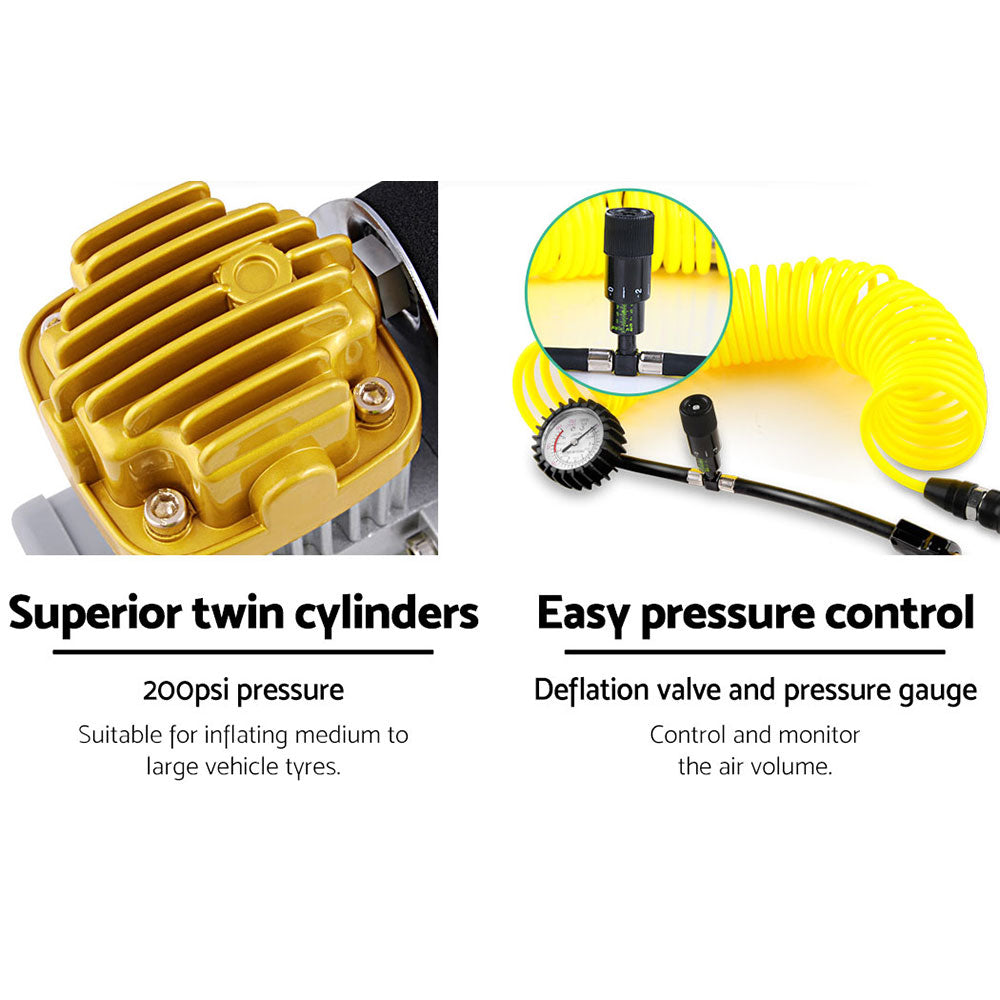 Giantz Air Compressor 12V 4x4 Tyre 200L/min Deflator Inflator Car Truck Portable