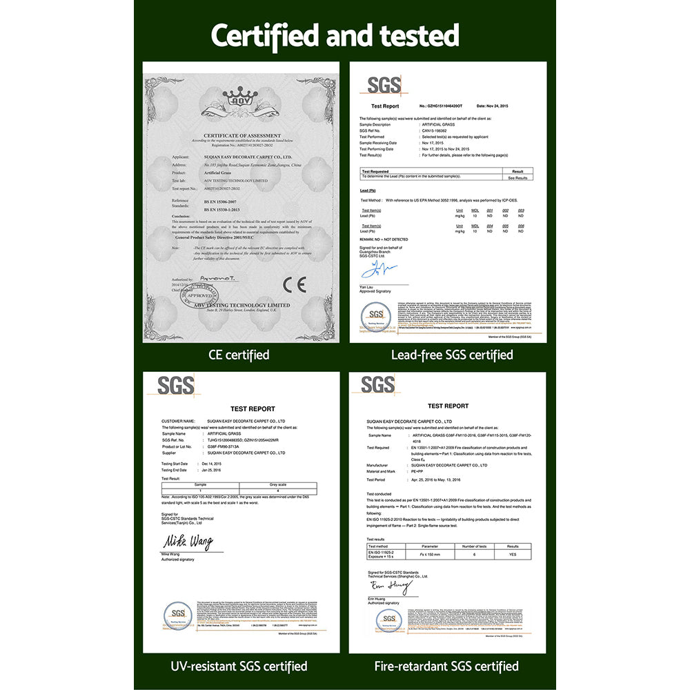 Prime Turf Artificial Grass 60SQM 30mm Synthetic Fake Lawn Turf Plastic Plant 4-coloured 2mx5m