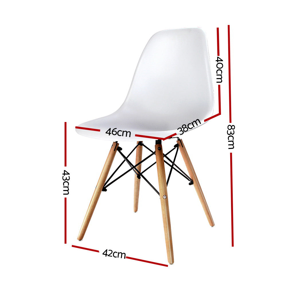 Artiss Set of 4 Retro Beech Wood Dining Chair - White