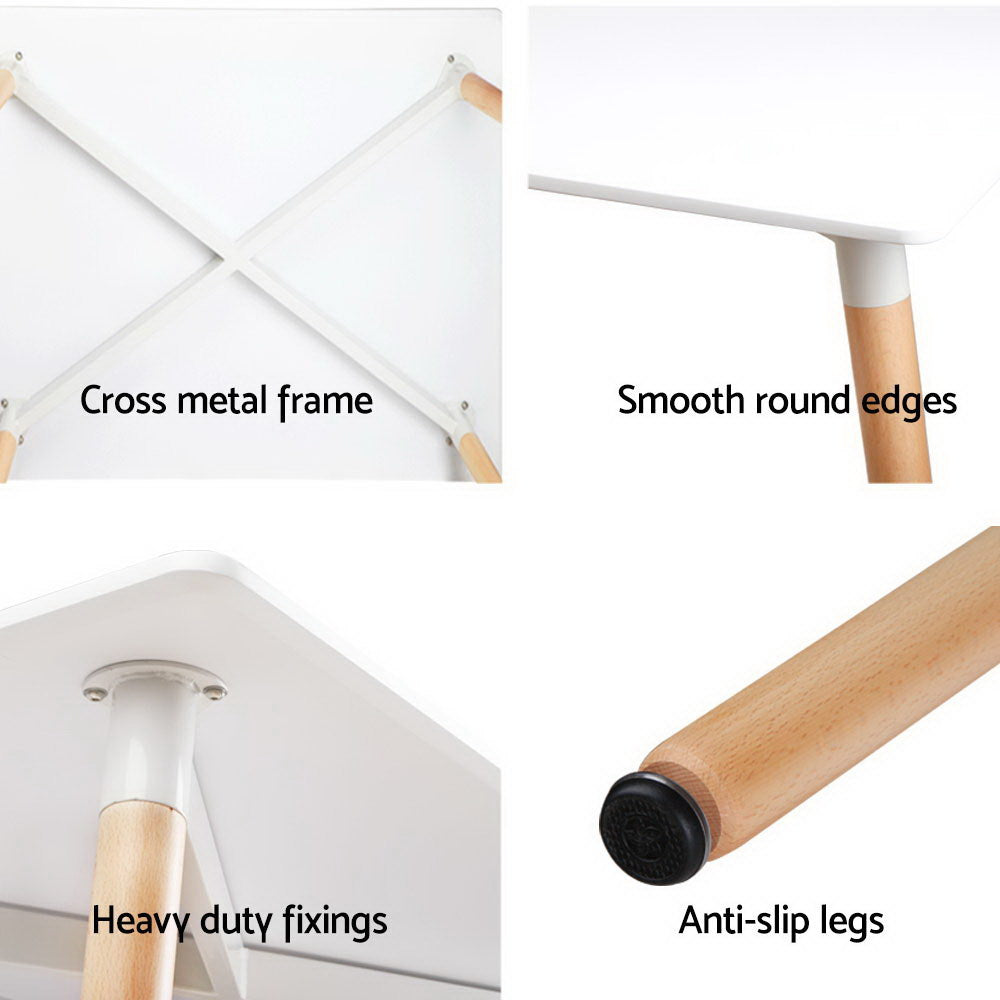 Artiss Dining Table 4 Seater Square Replica DSW Cafe Kitchen White 80cm