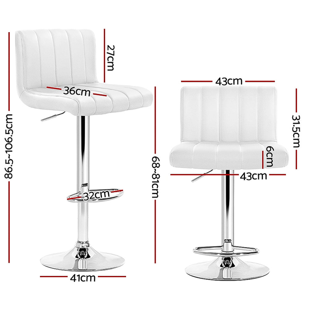 Artiss Set of 4 Line Style PU Leather Bar Stools - White