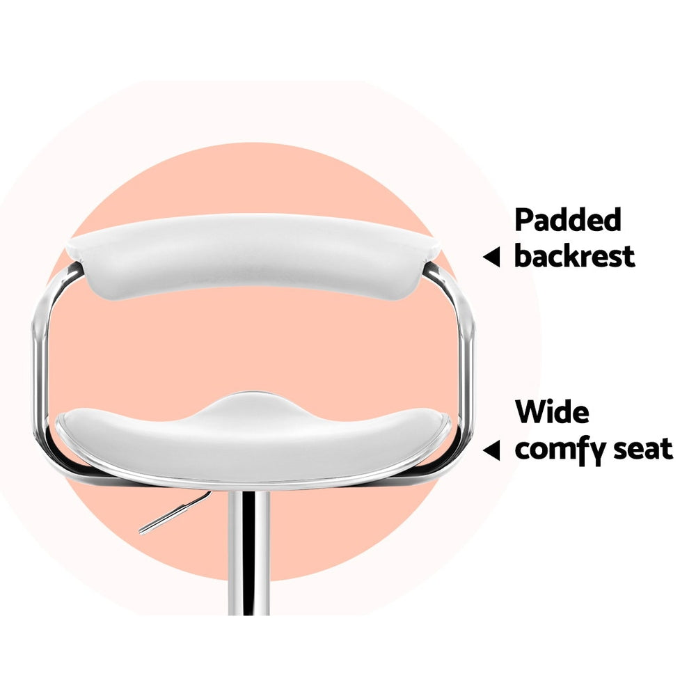 Artiss Set of 2 PU Leather Bar Stools- Chrome and White