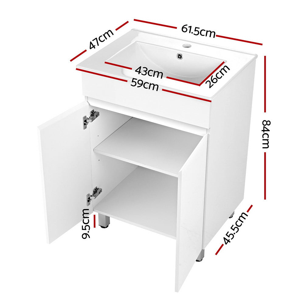 Cefito 600mm Bathroom Vanity Cabinet Unit Wash Basin Sink Storage Freestanding White