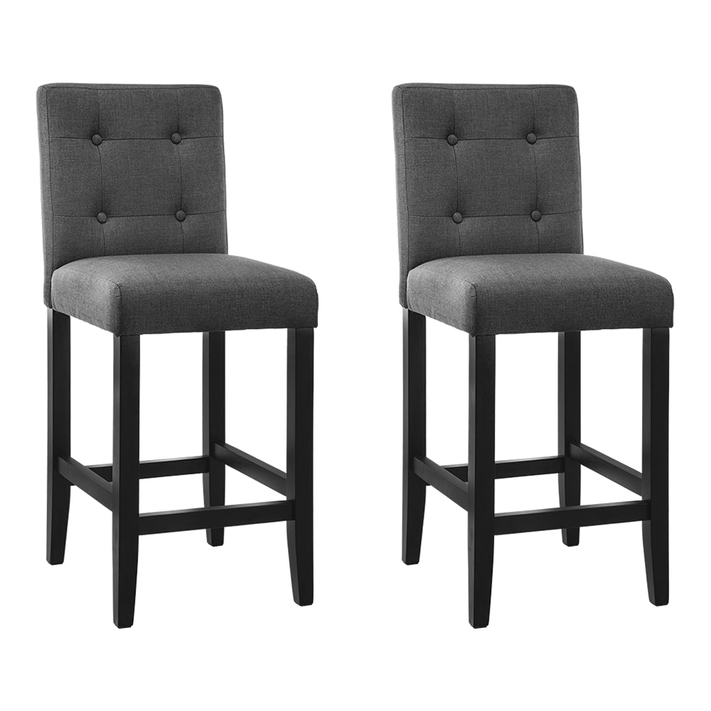 Artiss Set of 2 Provincial Style Bar Stools - Charcoal