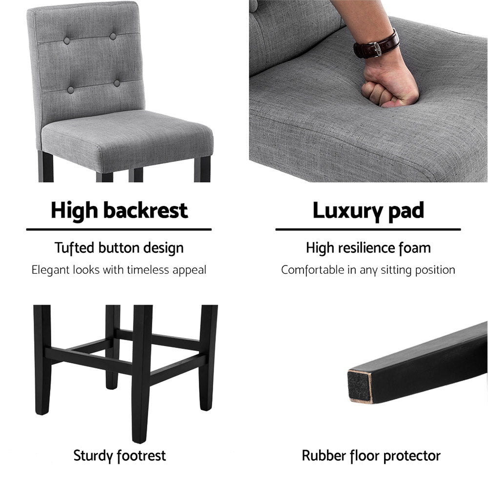 Artiss Set of 2 Provincial Style Bar Stools - Grey