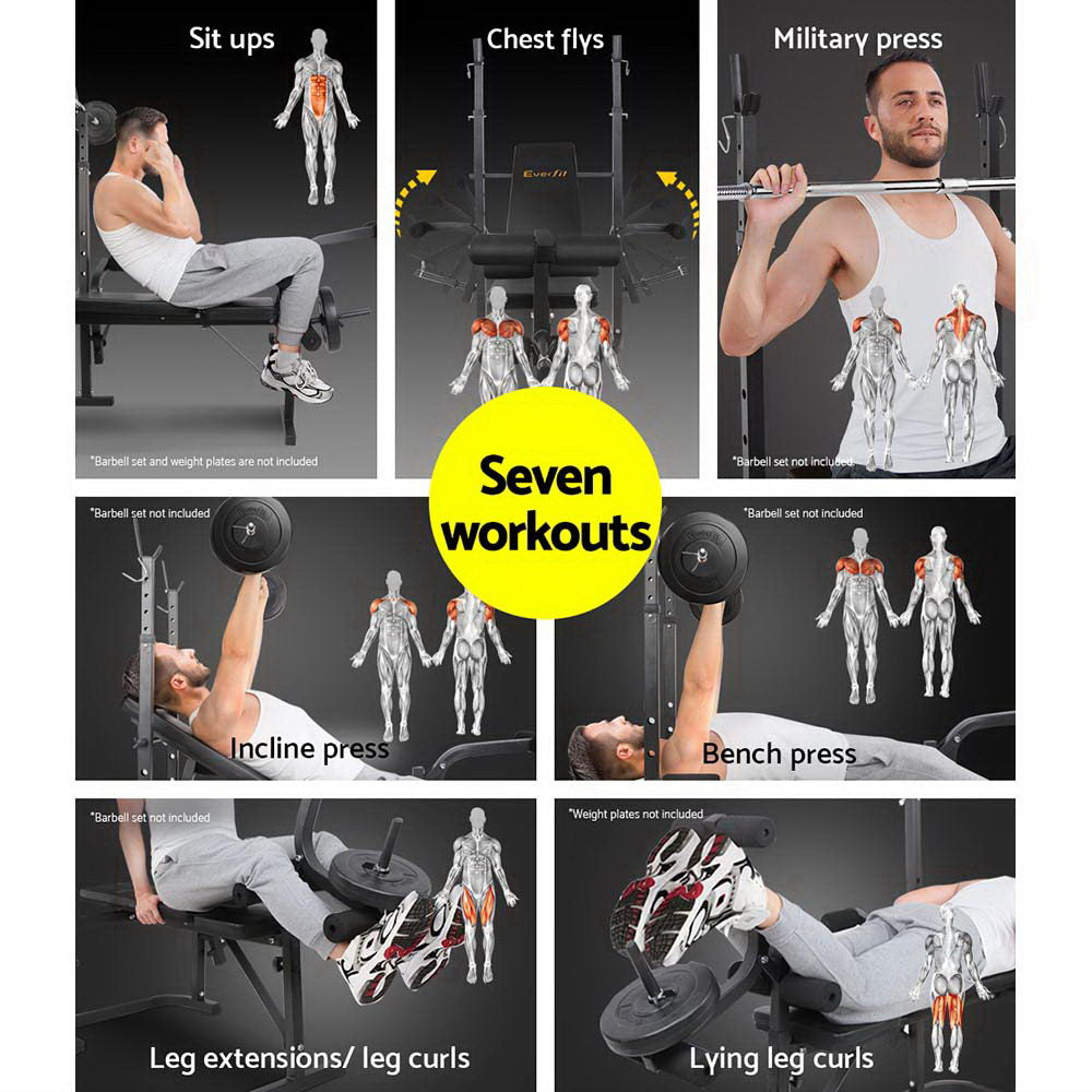 Everfit 7-In-1 Weight Bench Multi-Function Power Station Fitness Gym Equipment