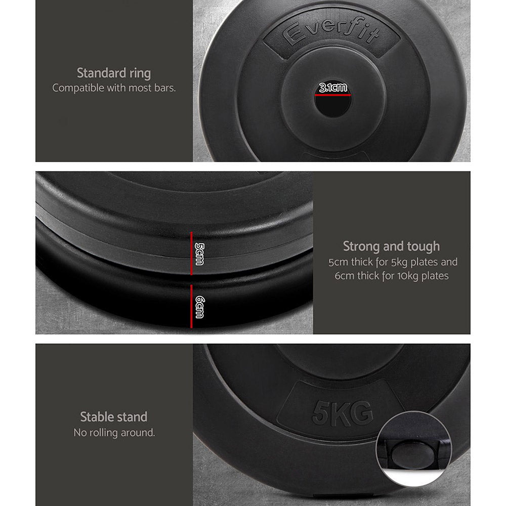 Everfit 32.5KG Barbell Set Weight Plates Bar Fitness Exercise Home Gym