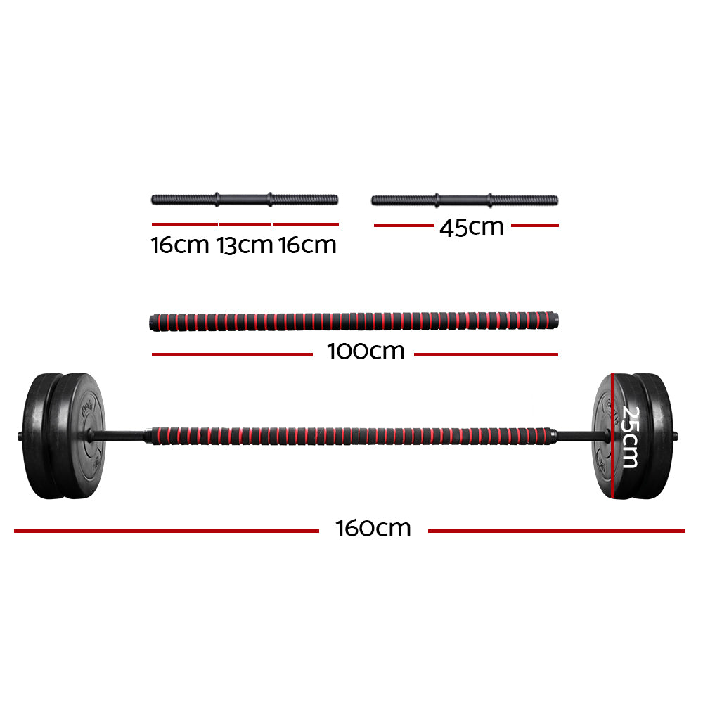 Everfit 42.5KG Barbell Set Weight Plates Bar Fitness Exercise Home Gym