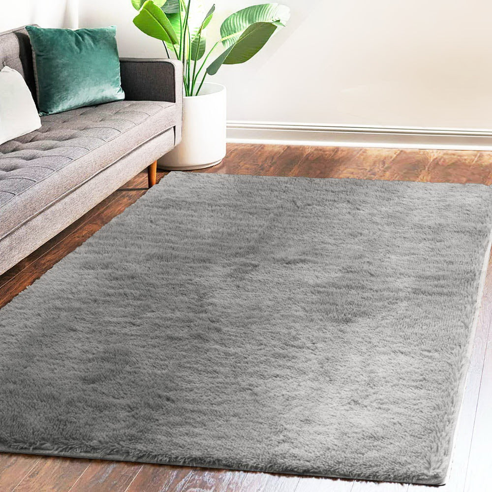 Artiss Floor Rugs Soft Shaggy Rug Large 200x230cm Carpet Anti-slip Mat Area Grey