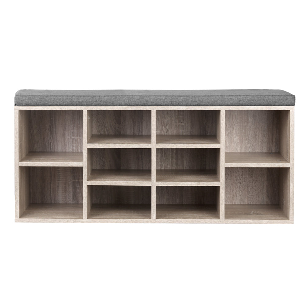 Artiss Shoe Rack Cabinet Shoe Bench Fabric Seat Pine BOA