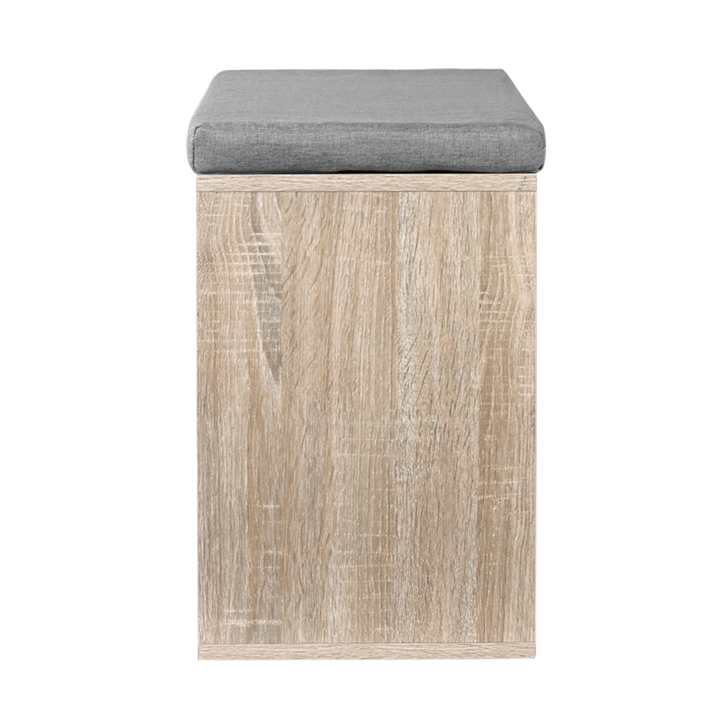 Artiss Shoe Rack Cabinet Shoe Bench Fabric Seat Pine BOA