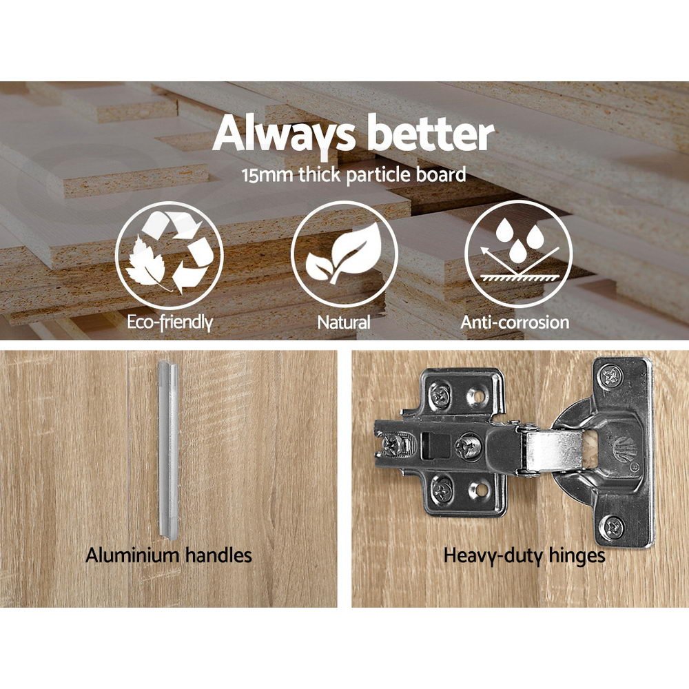 Artiss Wardrobe Bedroom Clothes Closet 3 Doors Storage Cabinet Organiser Armoire