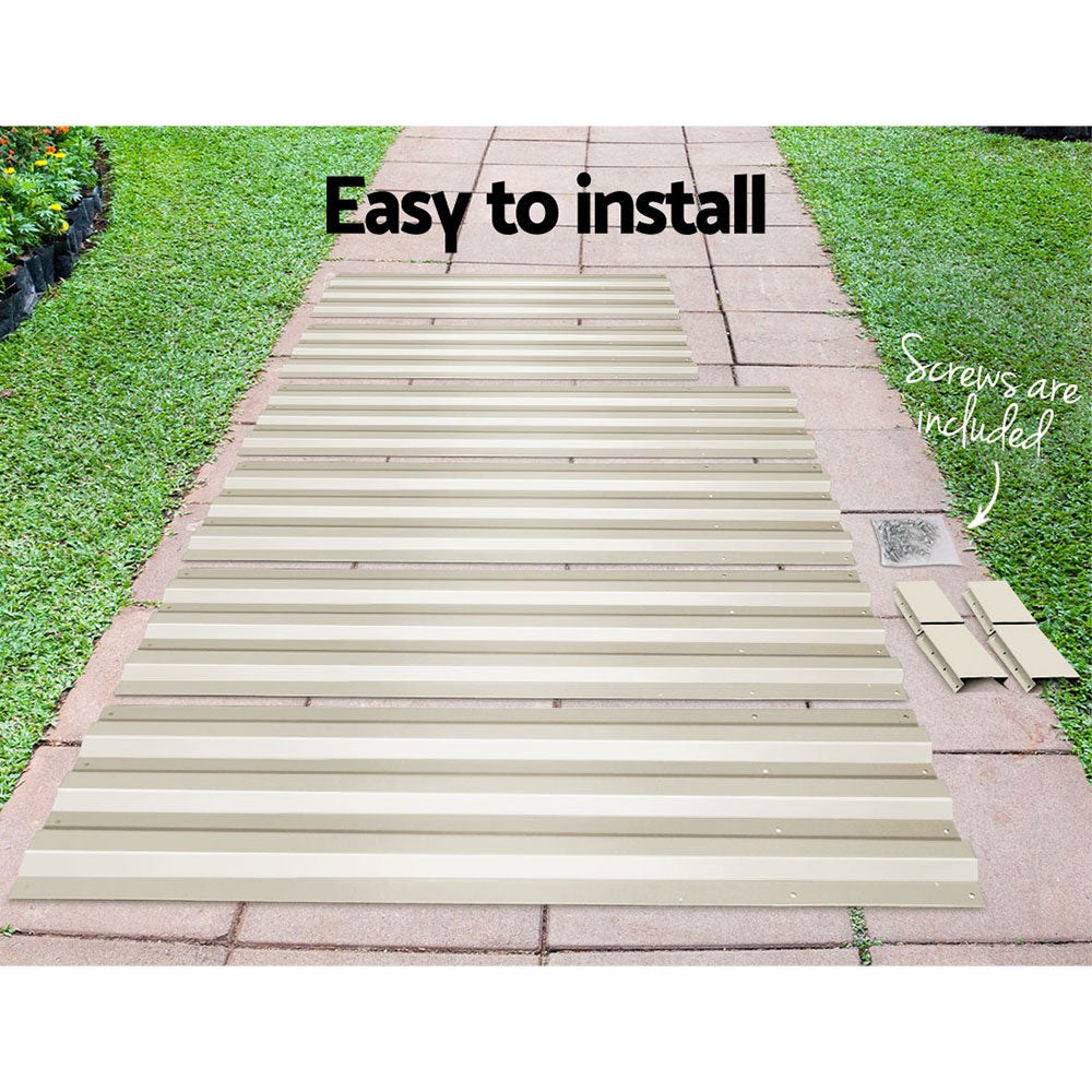 Greenfingers Garden Bed 2PCS 210X90X30cm Galvanised Steel Raised Planter Cream