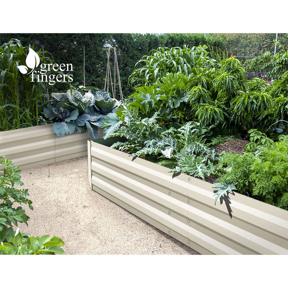 Greenfingers Garden Bed 2PCS 210X90X30cm Galvanised Steel Raised Planter Cream