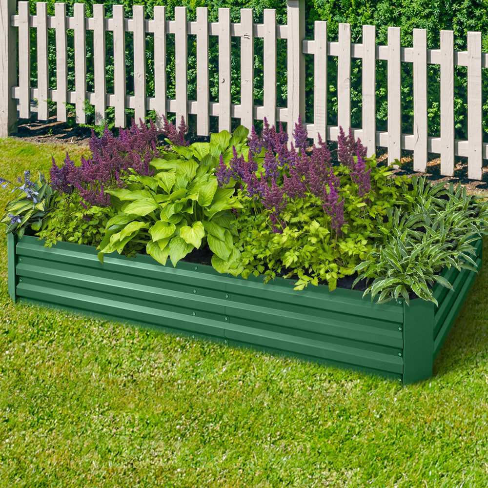 Greenfingers Garden Bed 2PCS 210X90X30cm Galvanised Steel Raised Planter Green