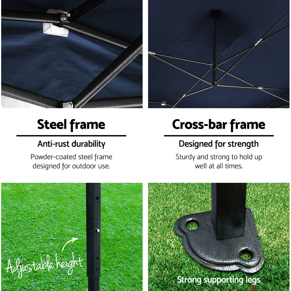 Instahut Gazebo Pop Up Marquee 3x6 Folding Tent Gazebos Camping 500D Oxford Navy