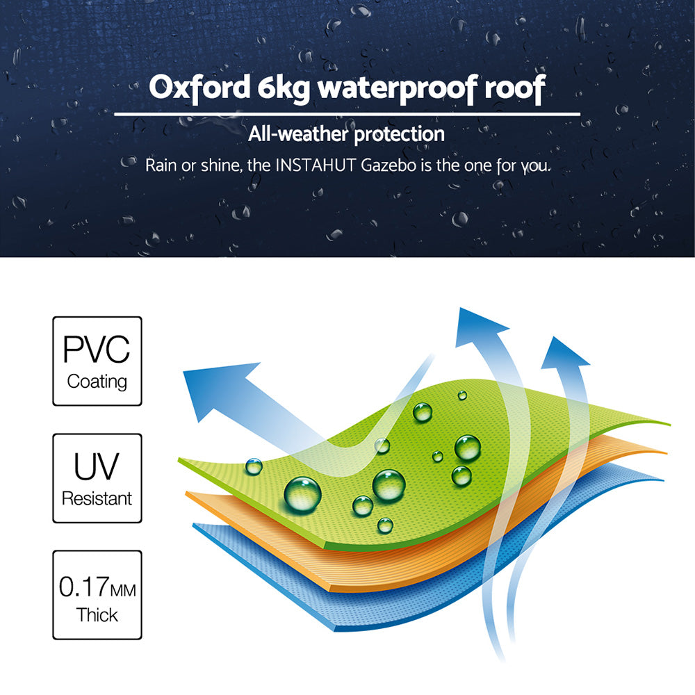 Instahut Gazebo Pop Up Marquee 3x6 Folding Tent Gazebos Camping 500D Oxford Navy