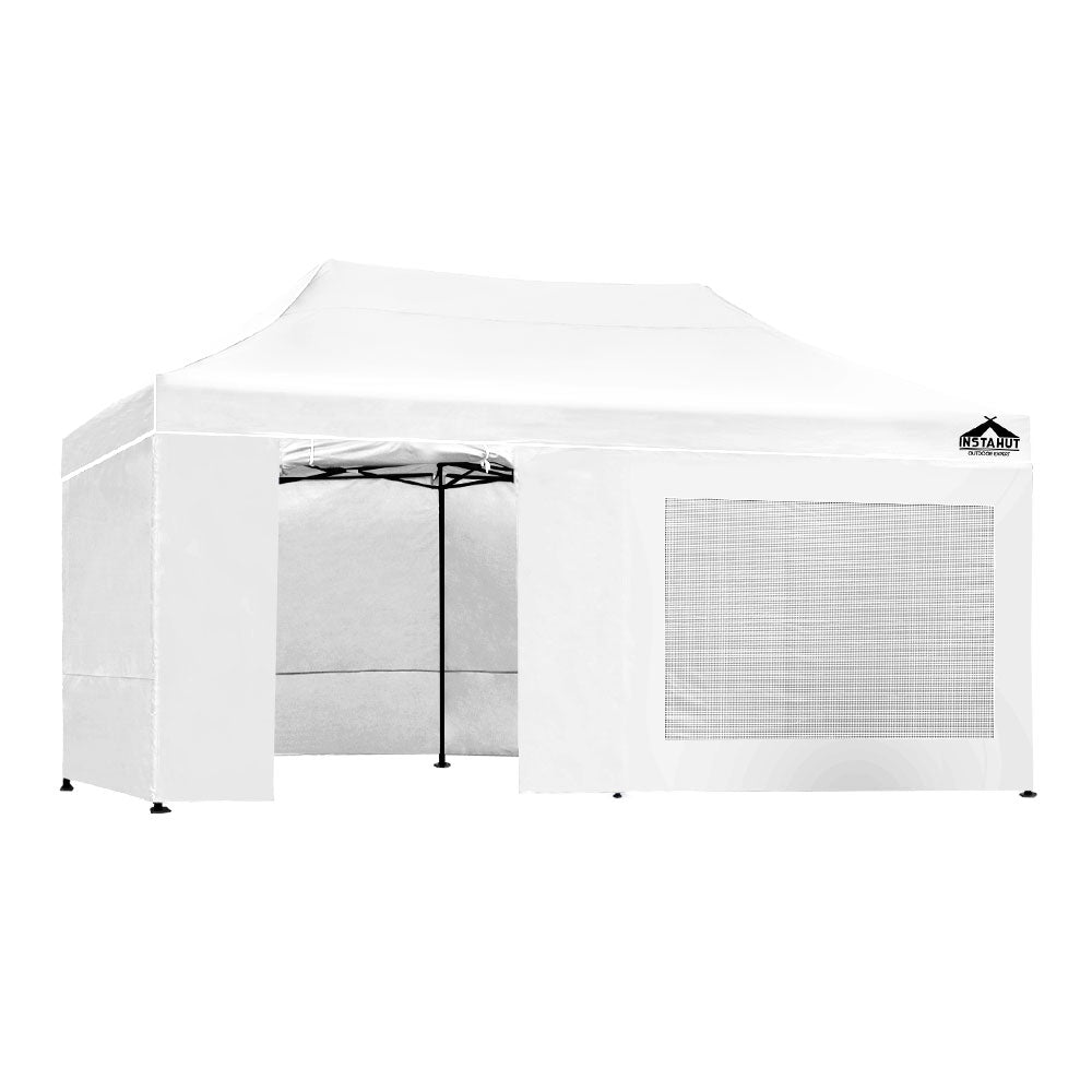 Instahut Gazebo Pop Up Marquee 3x6 Folding Tent Gazebos 500D Oxford Fabric White