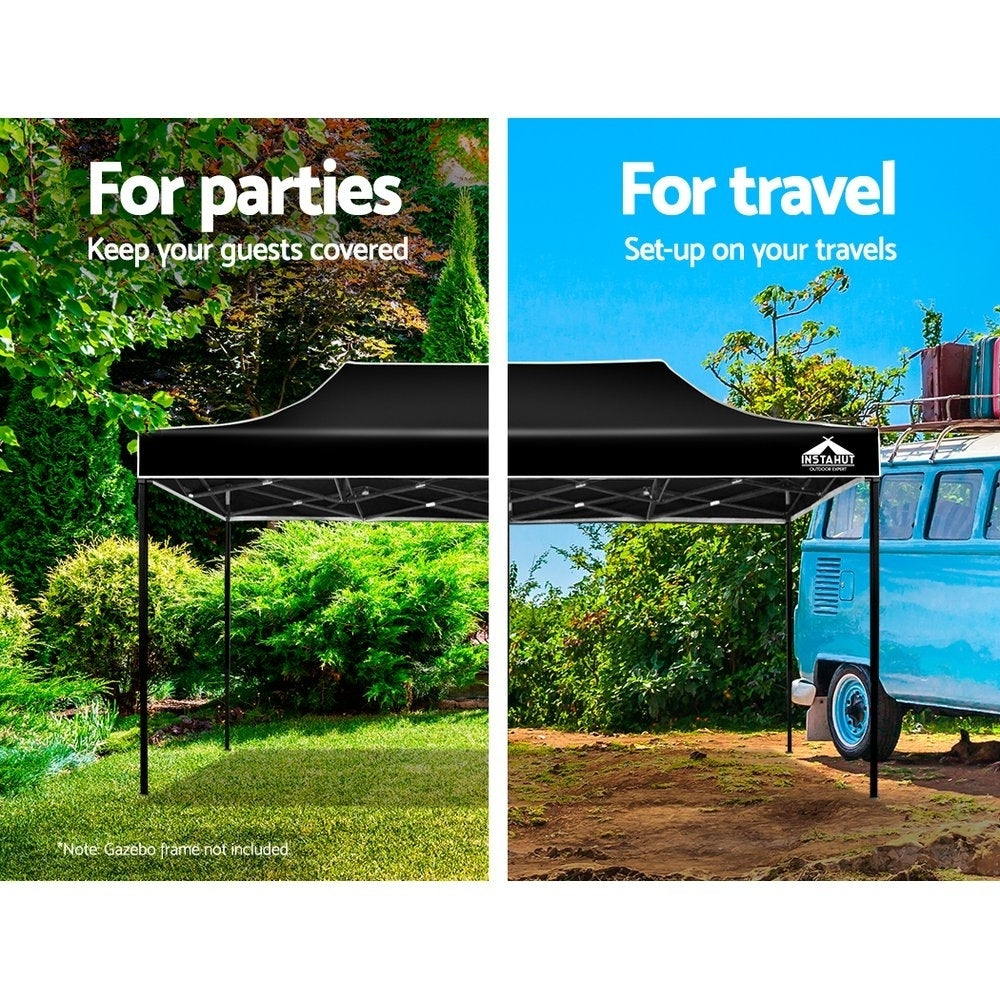 Instahut Gazebo 3x6 Pop Up Marquee Replacement Roof Outdoor Wedding Tent Black