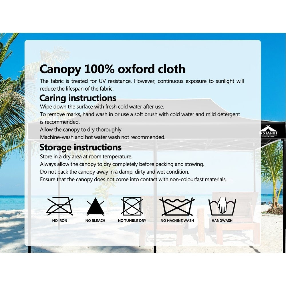 Instahut Gazebo 3x6 Pop Up Marquee Replacement Roof Outdoor Wedding Tent Black