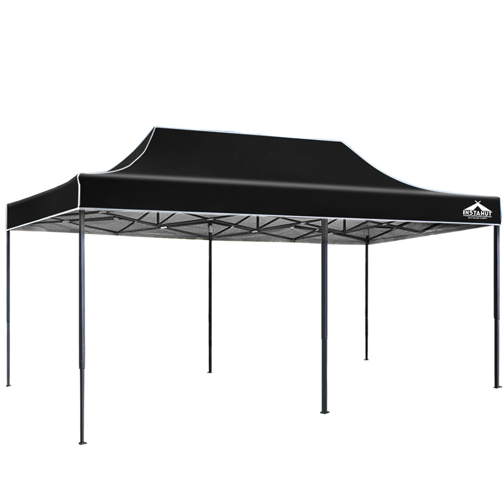 Instahut Gazebo Pop Up Marquee 3x6 Folding Tent Wedding 500D Camping Black