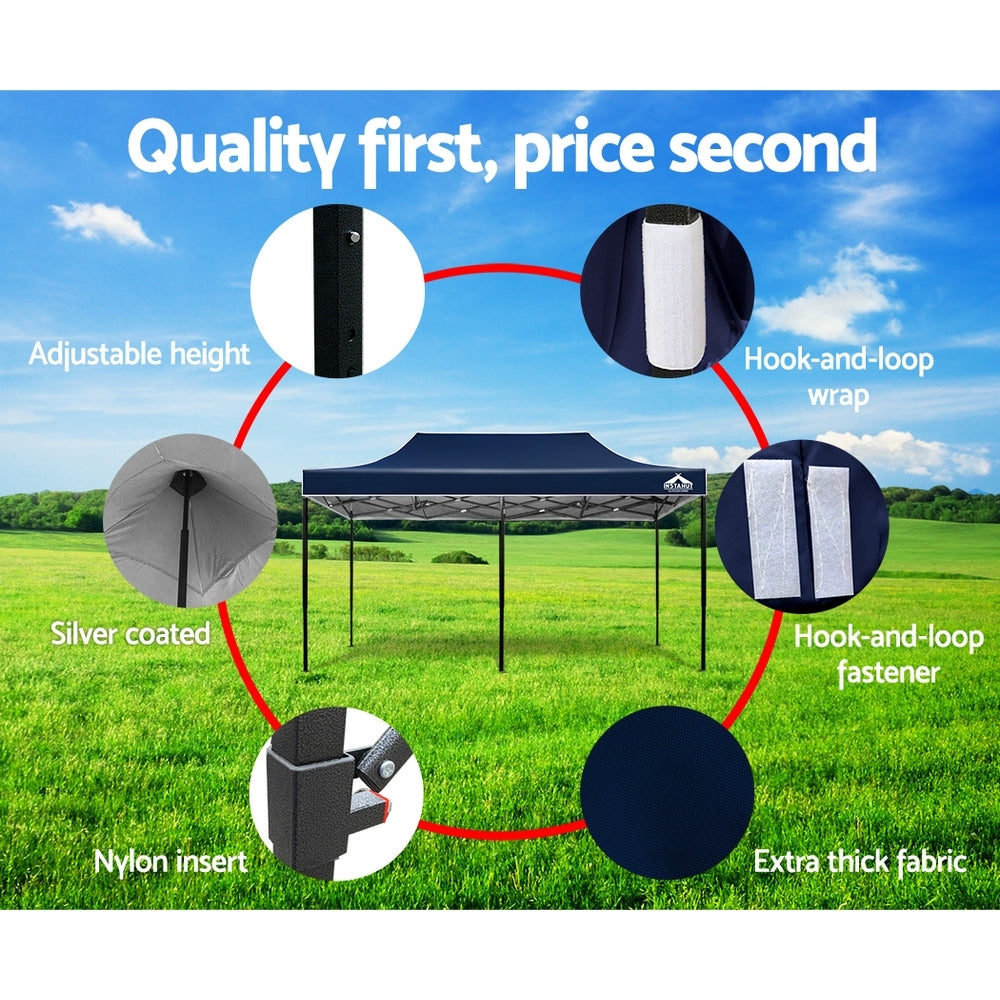 Instahut Gazebo Pop Up Marquee 3x6 Folding Tent Wedding 500D Oxford Camping Navy