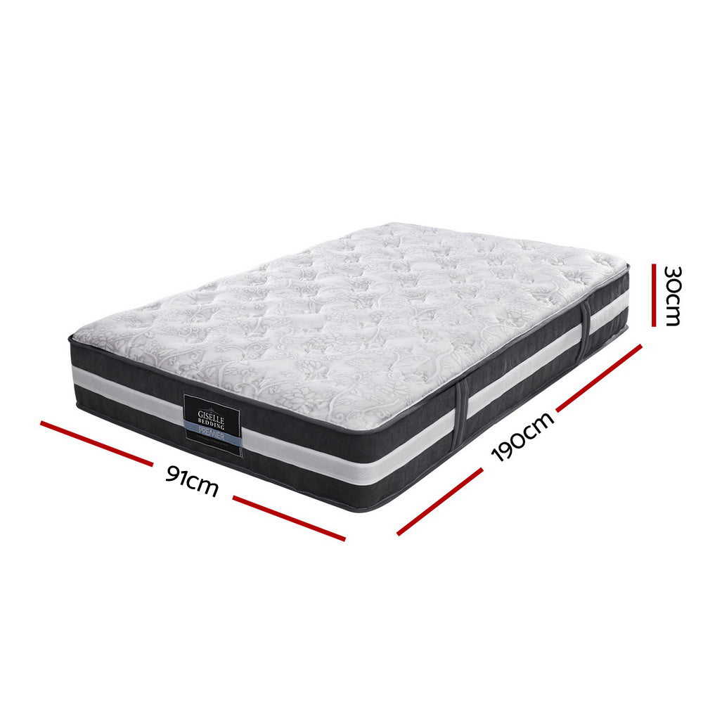Giselle Bedding Lotus Tight Top Pocket Spring Mattress 30cm Thick Single