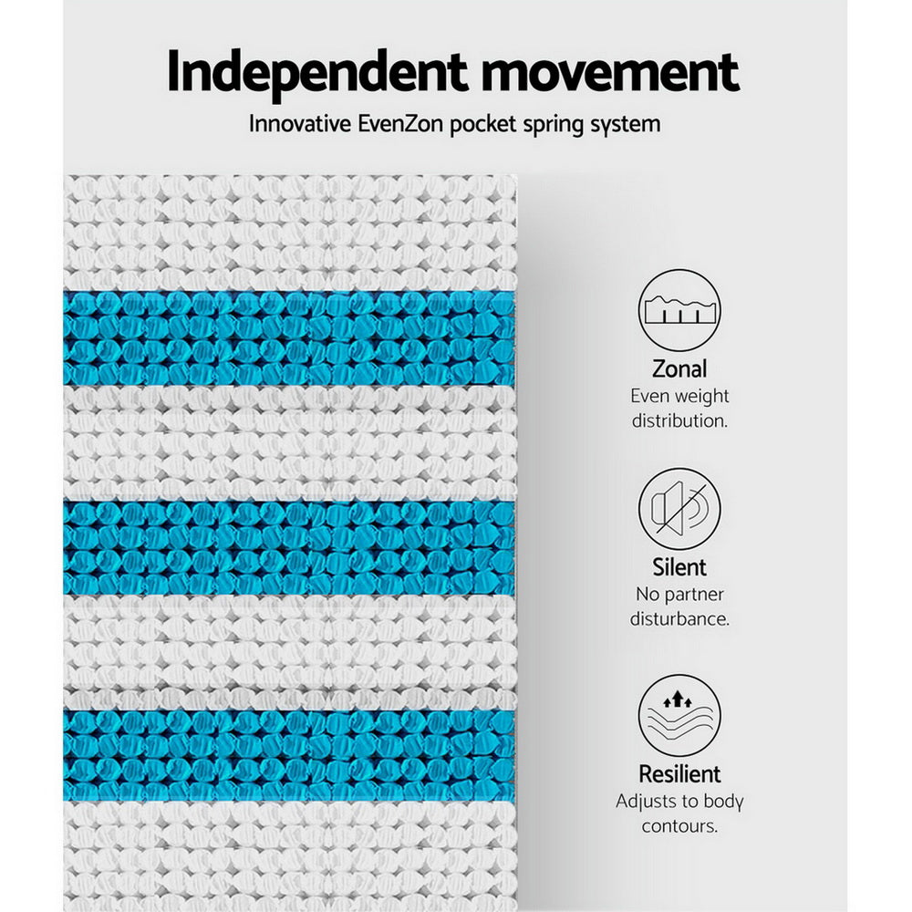 Giselle Bedding Lotus Tight Top Pocket Spring Mattress 30cm Thick Single