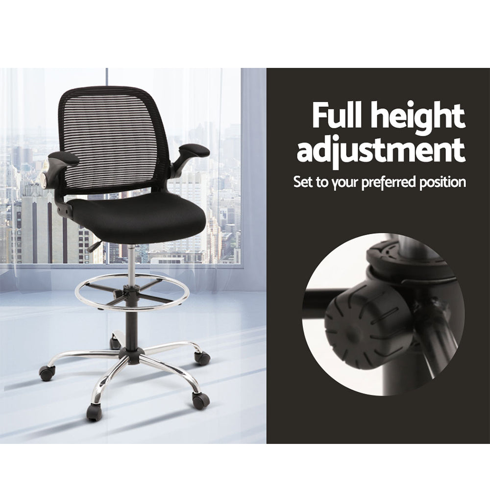 Veer Drafting Stool Office Chair Mesh Adjust Black