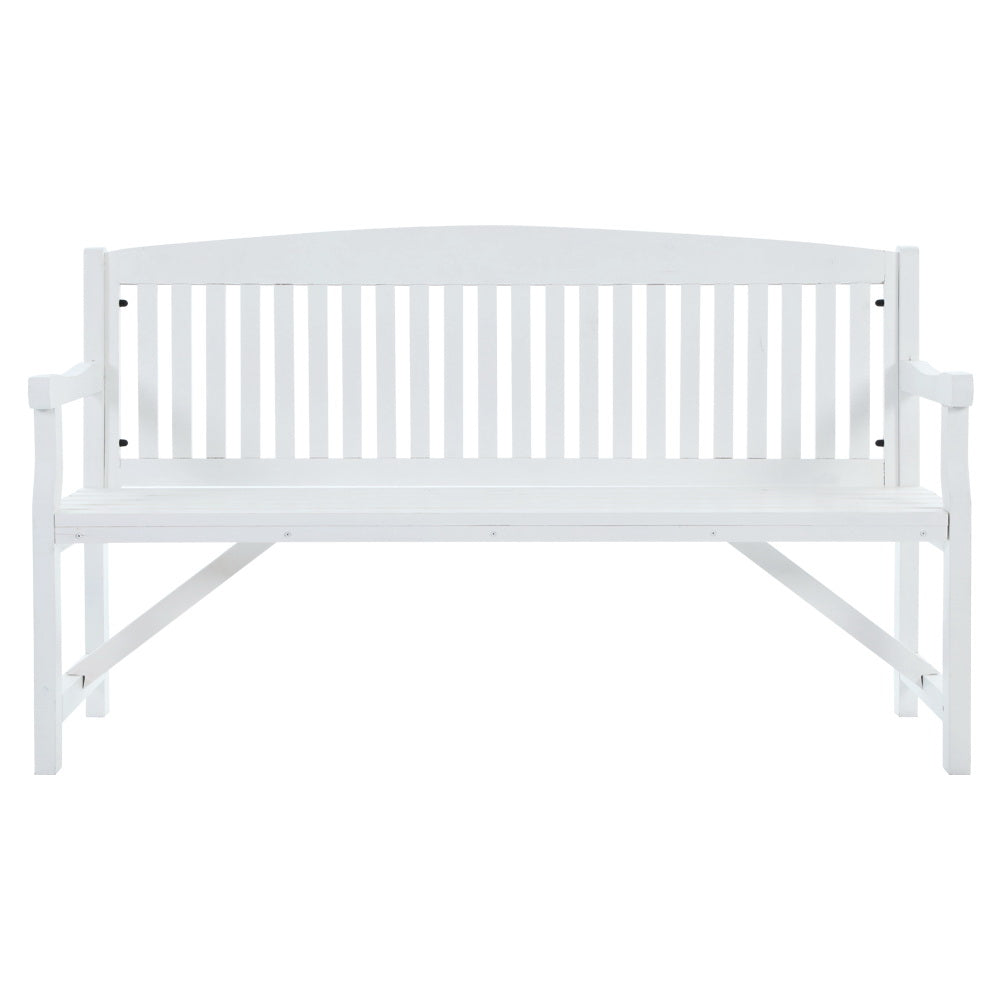 Gardeon Wooden Garden Bench Chair Outdoor Furniture Patio Deck 3 Seater White