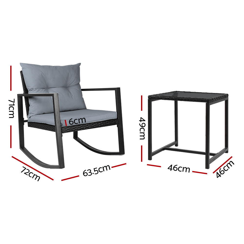 Gardeon Outdoor Chair Rocking Set - Black