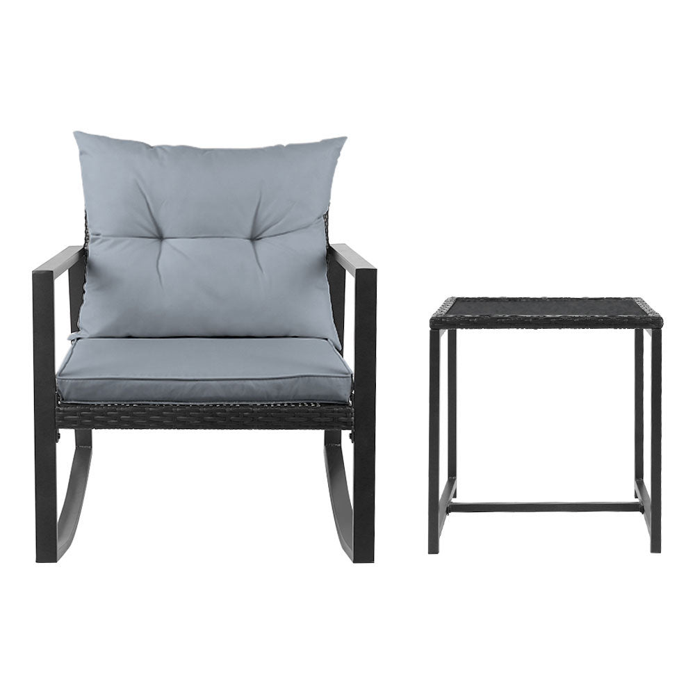 Gardeon Outdoor Chair Rocking Set - Black