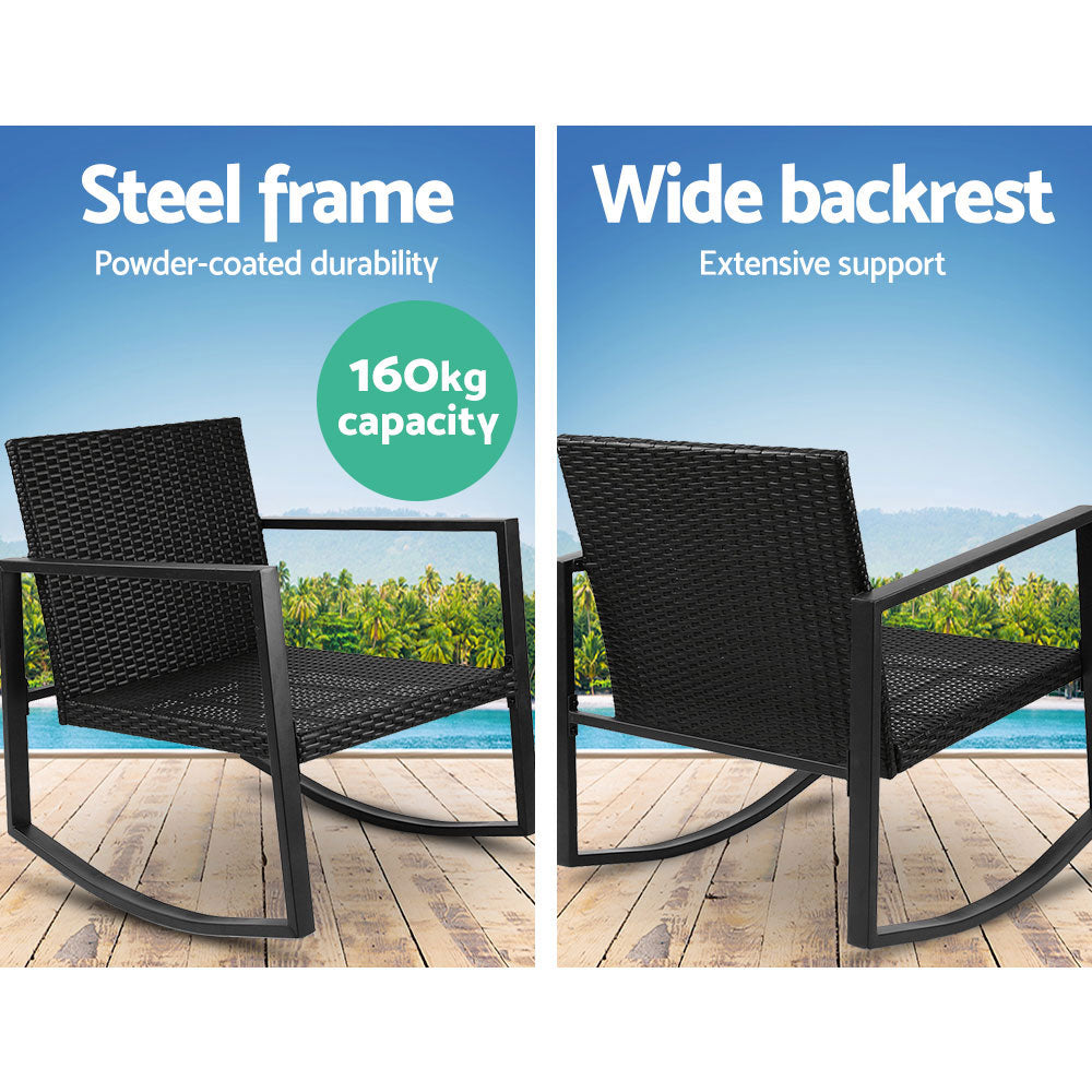 Gardeon Outdoor Chair Rocking Set - Black