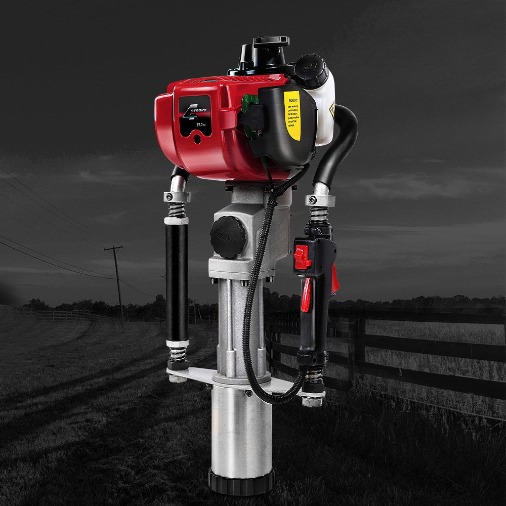 Giantz Petrol Post Driver 38CC 4-Stroke Rammer Pile Star Picket Fence Hole Drive Red