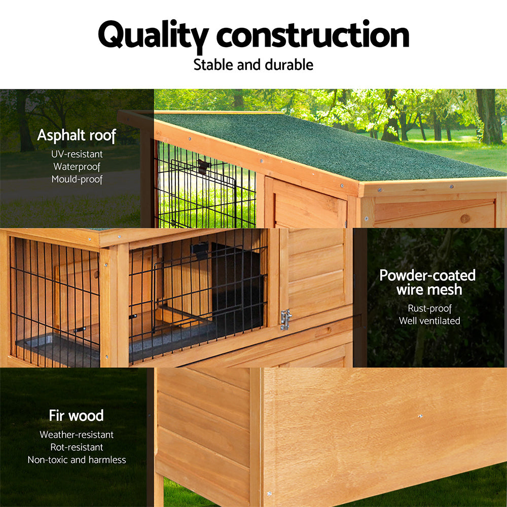 i.Pet Rabbit Hutch Chicken Coop 91.5cm x 46cm x 116.5cm Chicken Coop Large House Cage Run Wooden Outdoor