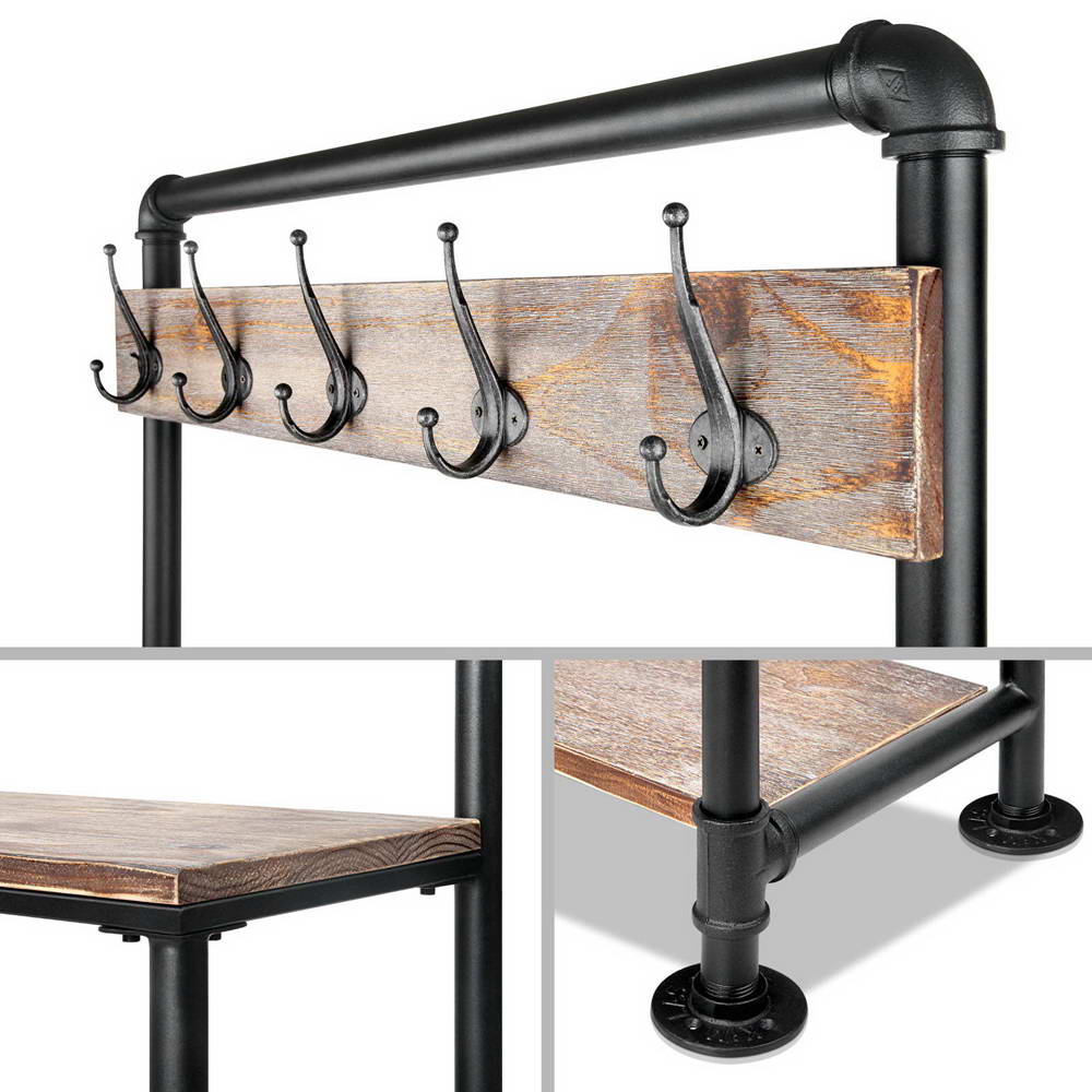 Artiss Clothes Rack Shoe Rack Vintage Coat Stand Hallway Shelf