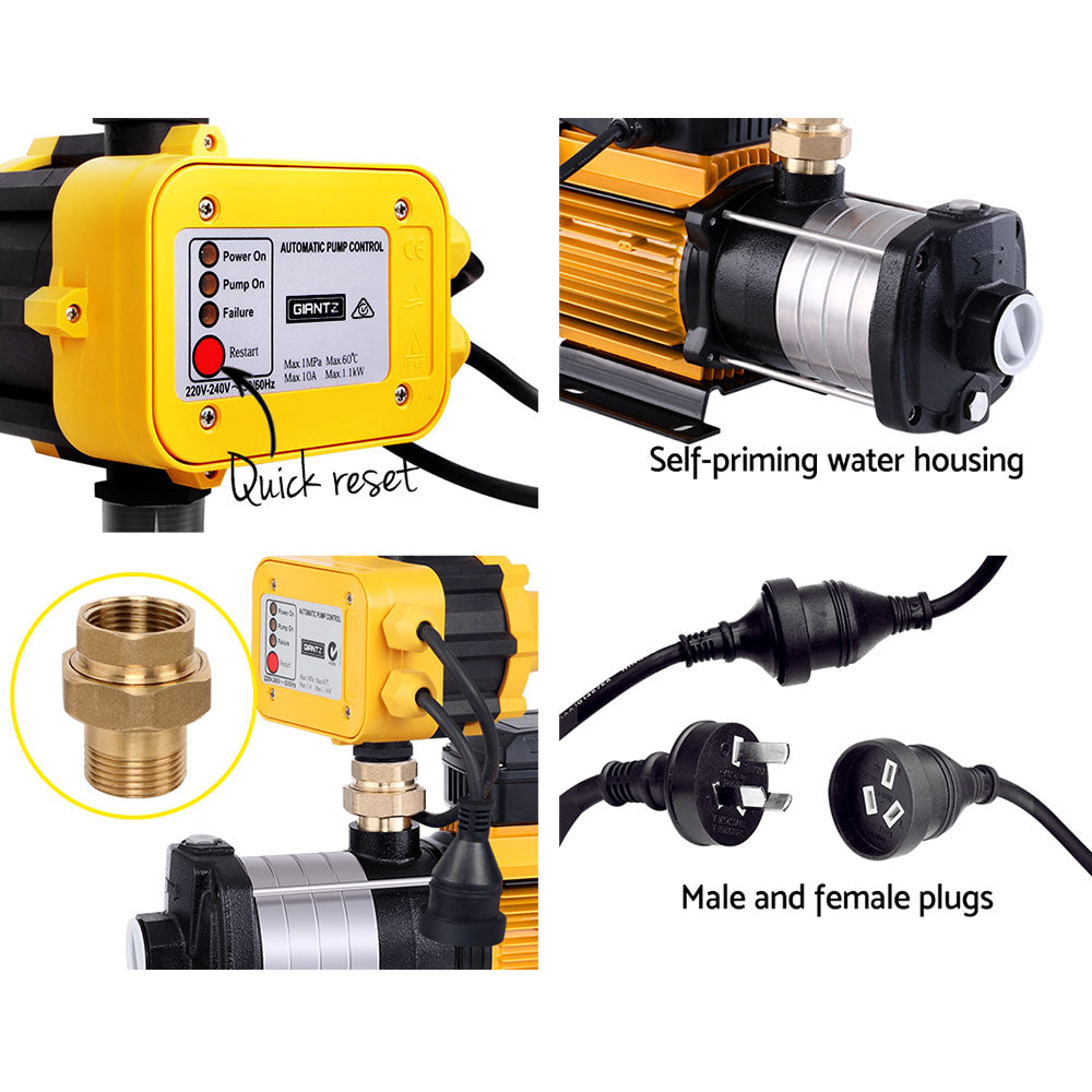 Giantz Garden Water Pump High Pressure 2000W 5-Stage Tank Irrigation Yellow