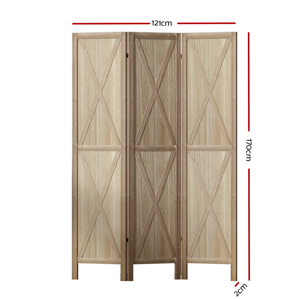 Artiss Silon Room Divider Screen Privacy Wood Dividers Stand 3 Panel Brown
