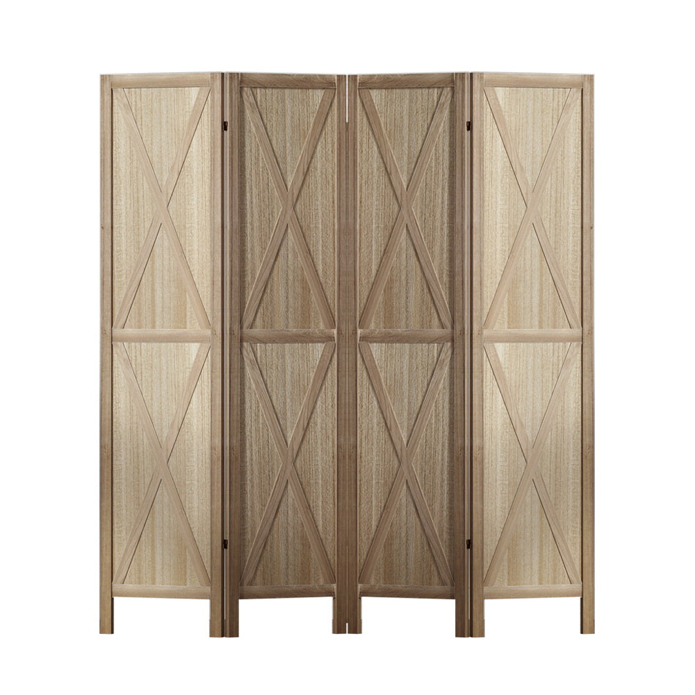 Artiss Silon Room Divider Screen Privacy Wood Dividers Stand 4 Panel Brown