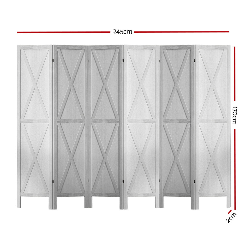 Artiss Silon Room Divider Screen Privacy Wood Dividers Stand 6 Panel White