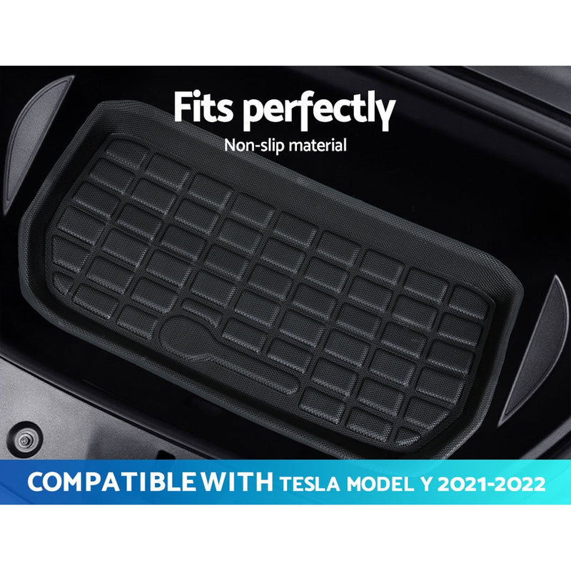 3PCS Car Rear Front Cargo Trunk Toolbox Luggage Rubber Mats for Tesla Model Y 2021-2022
