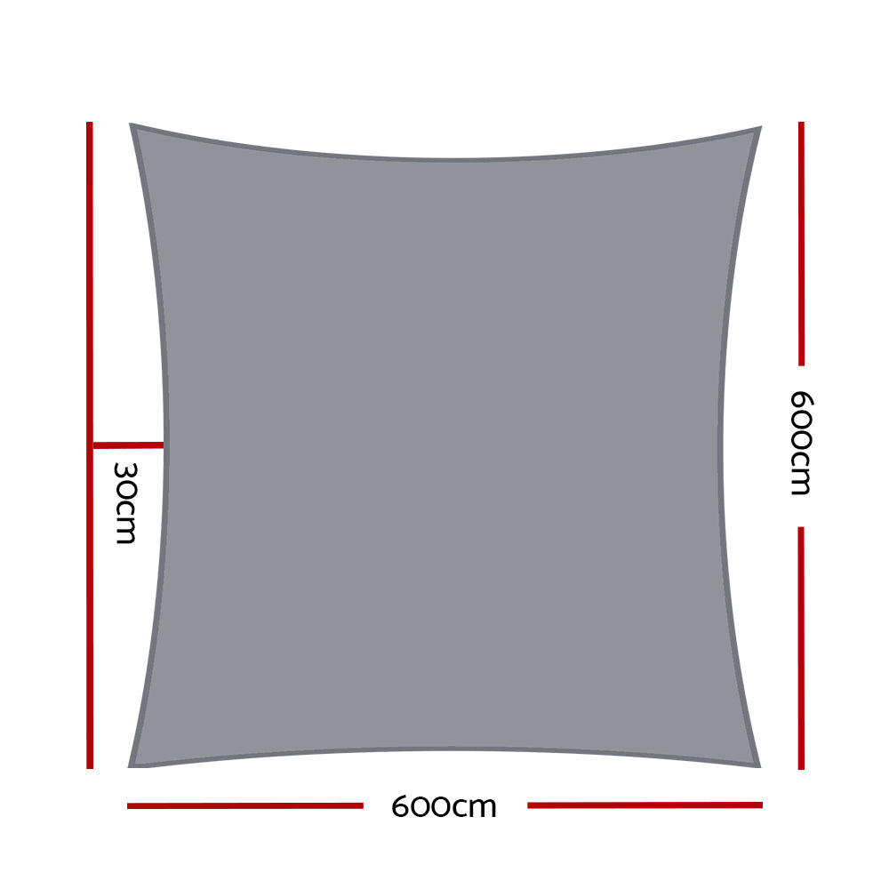 Instahut Sun Shade Sail Cloth Shadecloth Outdoor Canopy Square 280gsm 6x6m