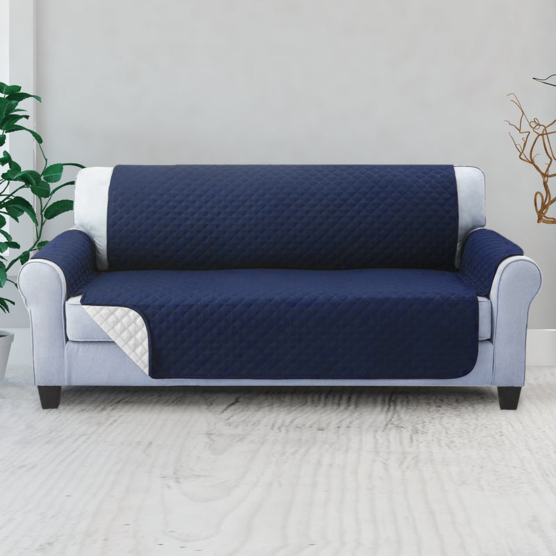 Artiss Sofa Cover Quilted Couch Covers Lounge Protector Slipcovers 3 Seater Navy